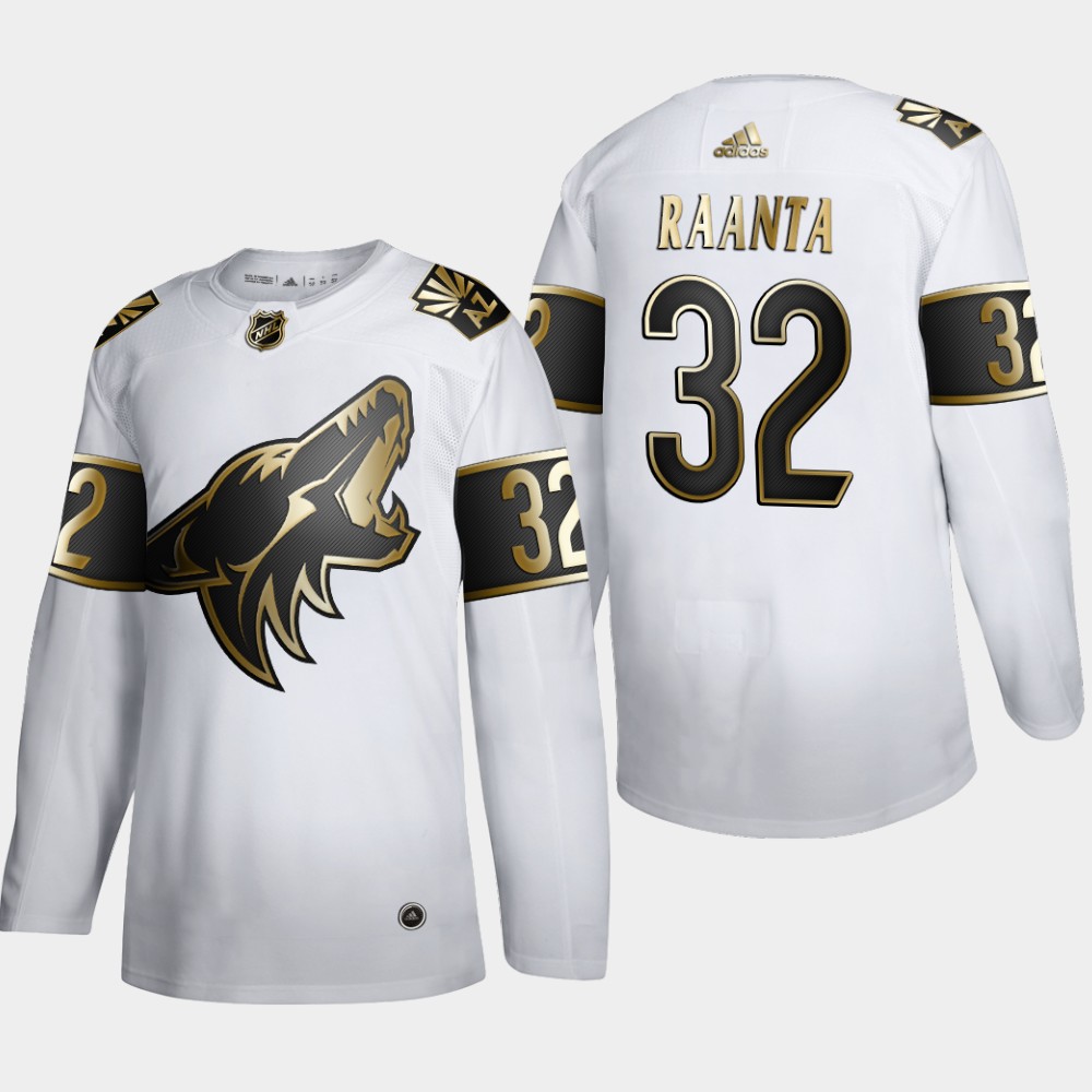 Arizona Coyotes #32 Antti Raanta Men Adidas White Golden Edition Limited Stitched NHL Jersey->calgary flames->NHL Jersey